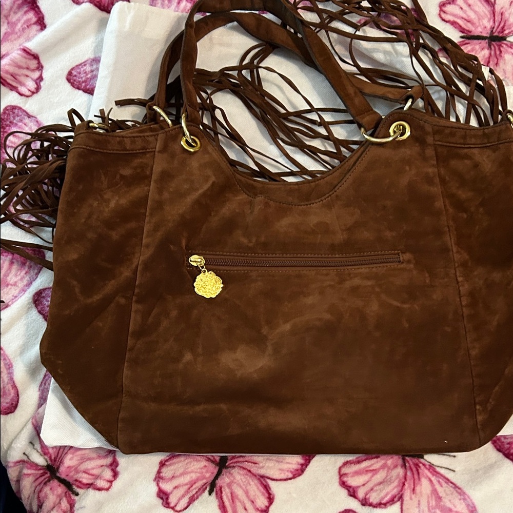 Joan Boyce Brown Fringe Shoulder Bag - Picture 6 of 7